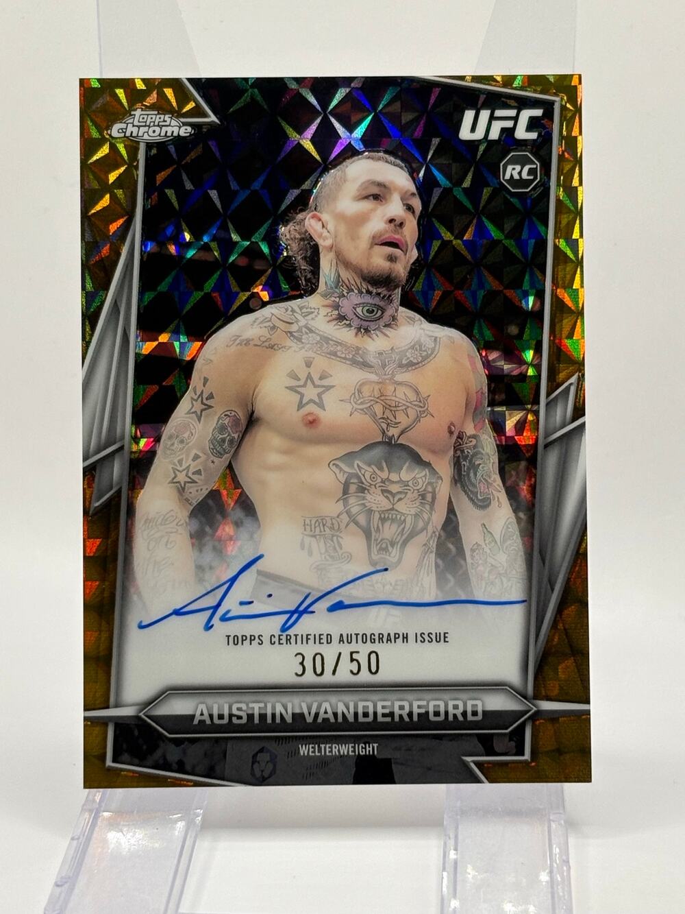 2026 Topps Chrome UFC Austin Vanderford Rookie Gold Geometric Auto 30/50 SP RC
